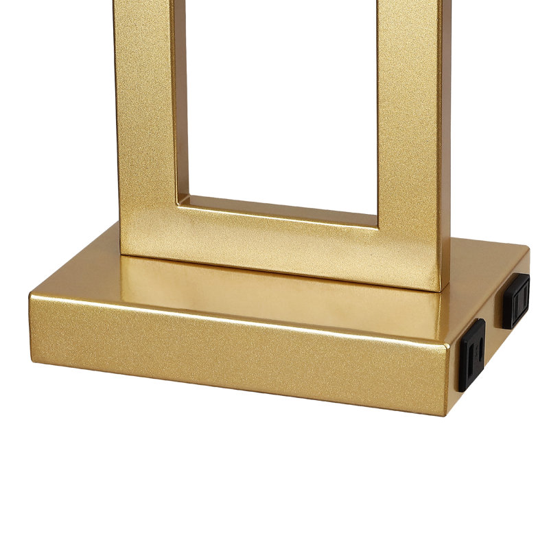 28.5" Metal Table Lamp Set With USB, Type-C Ports And Built-in Outlet(Set of 2), Gold