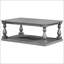 Table basse rétro avec pieds de colonne en vase artistique et placage de pin luxueux, parfaite pour le salon et le bureau