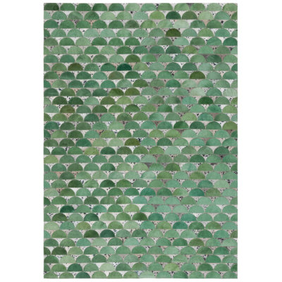 Lekia Hand Woven Leather Geometric Rug