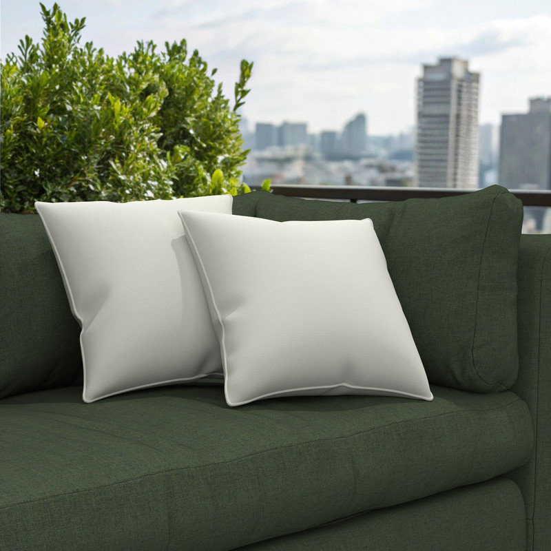 Sunbrella® Indoor/Outdoor Throw Pillows, Square Throw Pillows Inserts with Covers (Set of 2), Canvas Natural