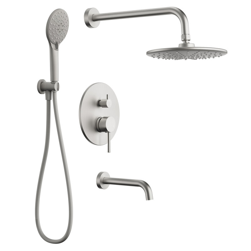 Ensemble de douchette TubandShower, tête de douche à pluie de 9 po avec douchette à 3 réglages, Nickel brossé