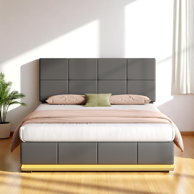 Chandace Upholstered UK Double - DE 135 X 190 Cm Ottoman Storage Bed, Grey