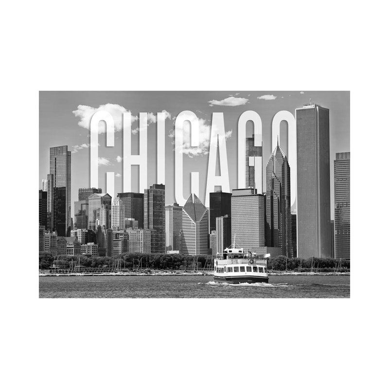 Skyline of Chicago Monochrome 1 Piece Wrapped Canvas Wall Art, 101.6 cm H x 66.04 cm W x 3.175 cm D