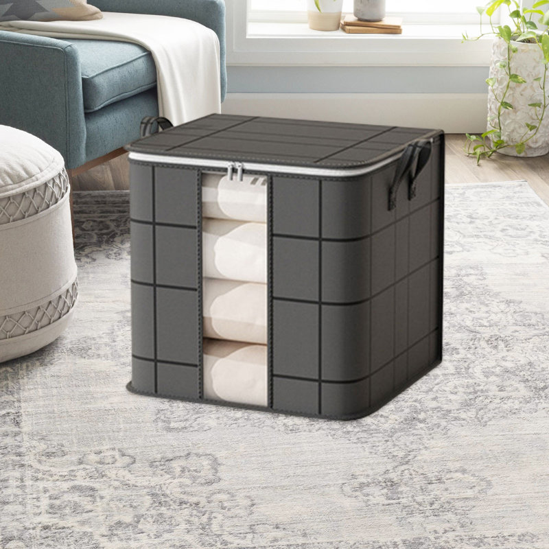 Storage Bins with Lids, Clear Window & Reinforced Handles, Large Clothes Storage Basket Containers, Closet Organizers and Storage for Clothing, Sweater, Comforter, Bedding