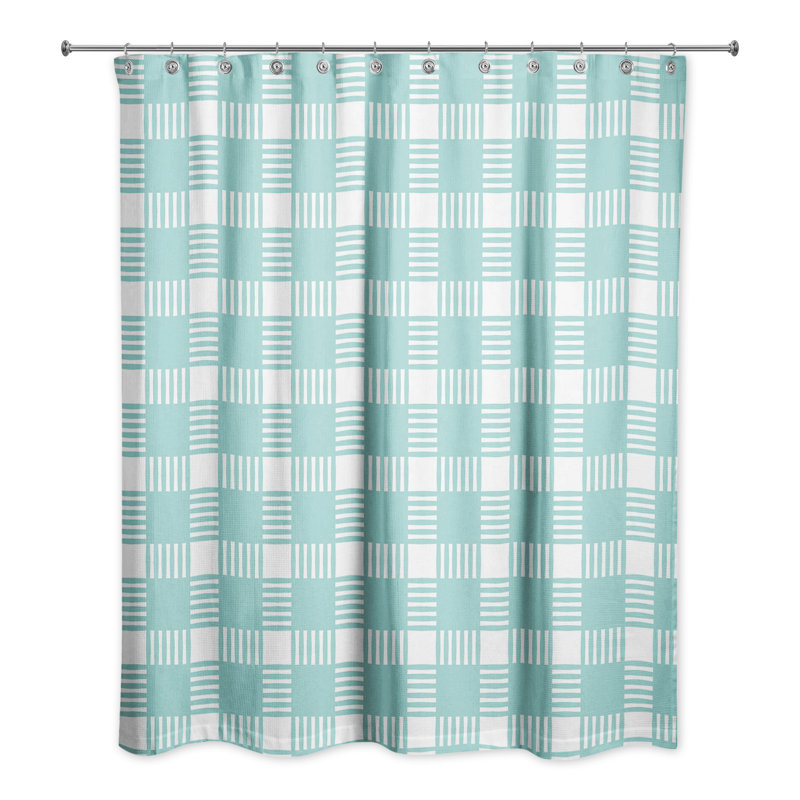 Plaid Geometric Shower Curtain, Blue/White