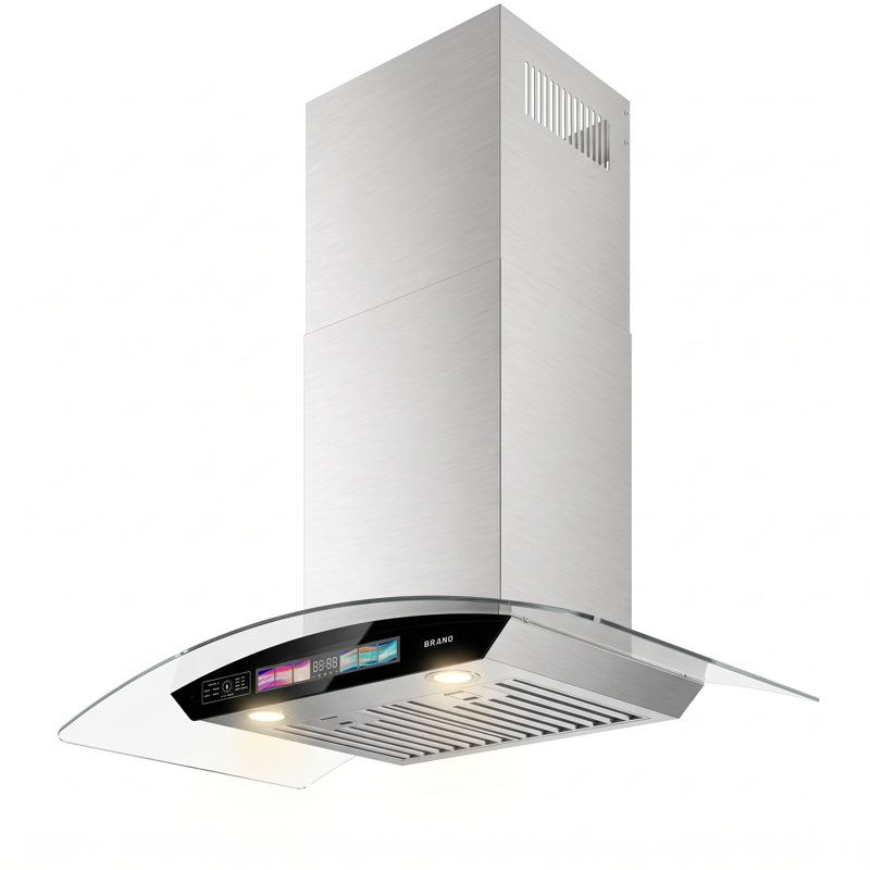Hotte de cuisine à hotte murale 36 pouces en acier inoxydable 900cfm avec 2 lumières DEL