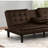 Brown Futon In Contemporary Style, Biscuit - Seat And Back, Converts To Bed With Ports Drop Down Table , Bed, Chargers For User Convenience