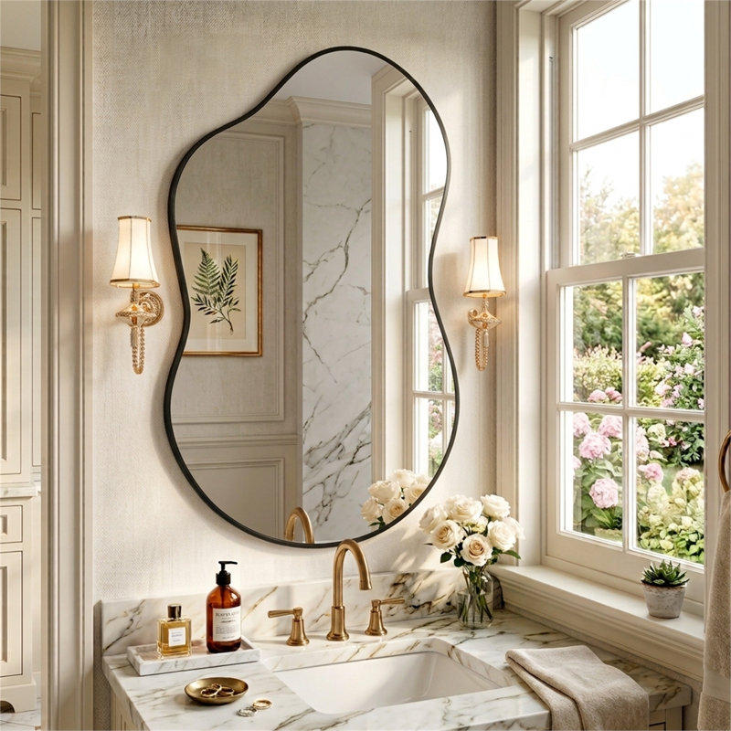 Miroir mural Cloud, 36 po x 20 po, Noir
