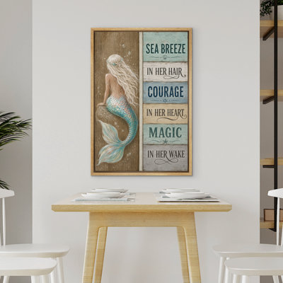 Mermaid Ocean Quote Coastal Fantasy Character Framed Canvas Master Bedroom Wall Art Work Print