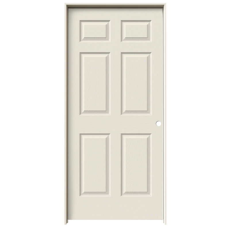 Porte moulée pré-montée en bois manufacturé 6 panneaux, 36 po x 80 po, Gauche