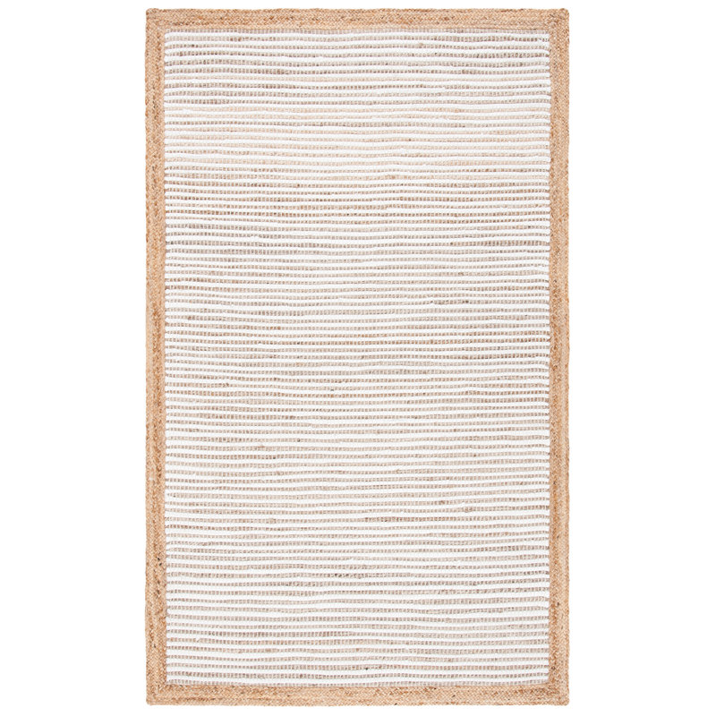 Jeaneane Hand Woven Cotton/Jute Solid Color Rug in Brown/Ivory, Rectangle 3' x 5'