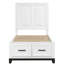 Lit plateforme simple avec rangement à finition blanche pour installation de meubles de chambre à coucher avec tiroirs à lattes