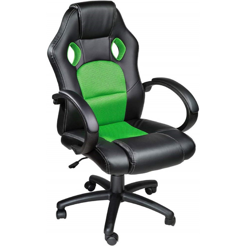 Fauteuil de jeu à haut dossier, Noir / Vert