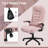 HOMCOM 6 Point Vibrating Massage Office Chair with Heat,Velvet High Back Executive Office Chair with Reclining Backrest,Padded Armrests and Remote,Pink-583046353