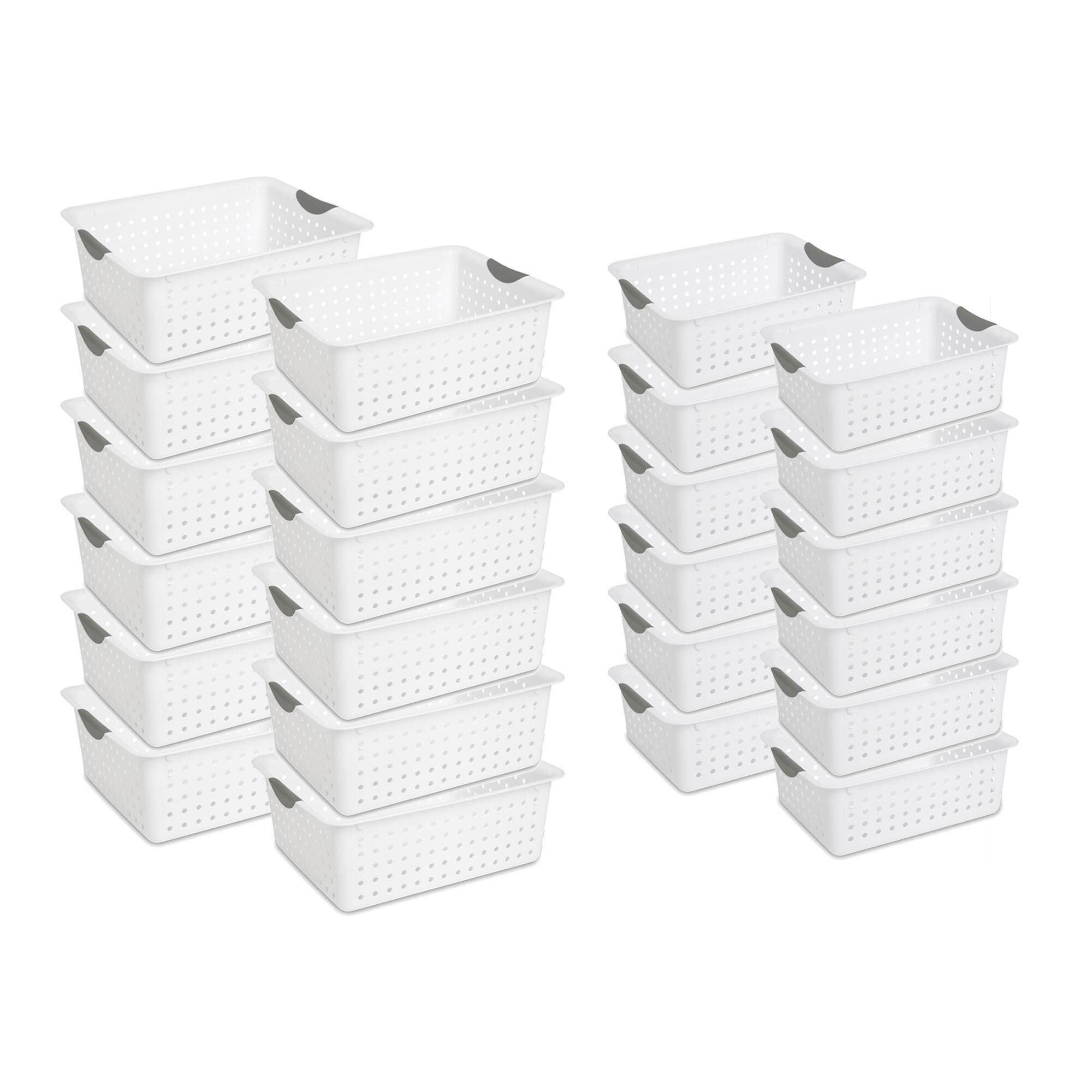 12 Sterilite 16248006 Medium Ultra Plastic Storage Bin Organizer Basket White