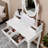 White Vanity Desk With 360 Swivel Mirror, 4 - Drawer Storage, Comfortable Stool, Easy Assembly For Bedroom Rotating Wooden Makeup Table ' Bedroom, Cushioned Spacious Frame