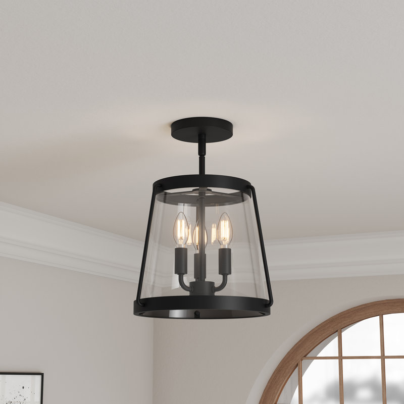 Plafonnier semi-encastré 3 lumières Adabella, Noir mat