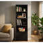 Tour média Winie avec tablettes ouvertes et armoire, bois noir 71 po