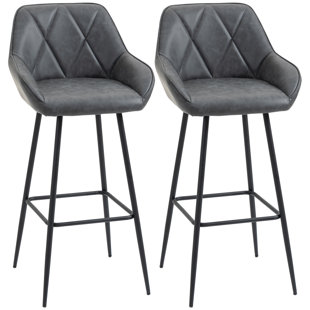 Corrigan Studio Retro Bar Stools Set Of 2, Bar Chairs With Footrest, 30" (76 Cm.) Counter Stools With Backs And Steel Legs, For Kitchen Island And Home Bar (Set of 2)