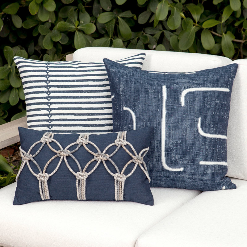 Instinct Square Indoor/Outdoor Pillow Cover & Insert, Denim