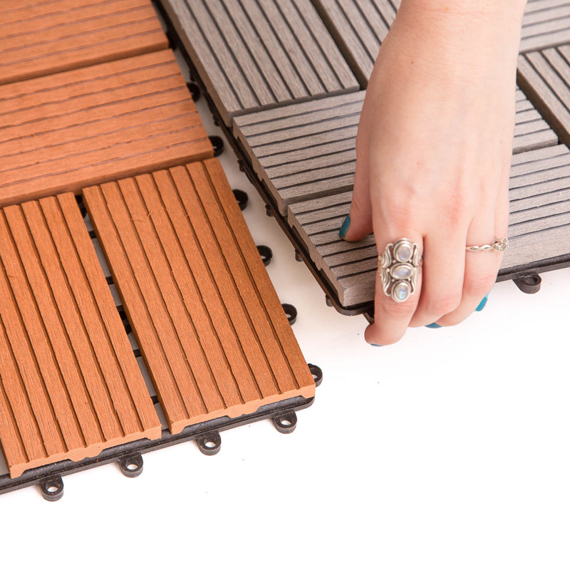 Helios 12'' L x 12'' W Composite Interlocking Deck Tile in Grey