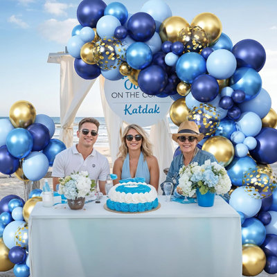 Blue Balloon Arch Kit 107Pcs Navy Blue Gold Balloons Garland Kit with Metallic Gold