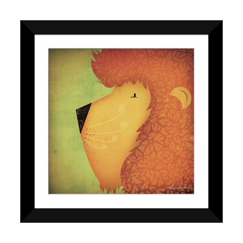 «Menoher Lion Wow», art encadré, Papier d'art encadré noir, H 24 po x l 24 po x P 1 po