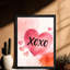 Aquarelle encadrée noire, art mural Xoxo, impressions sur le thème de la Saint-Valentin-713087211