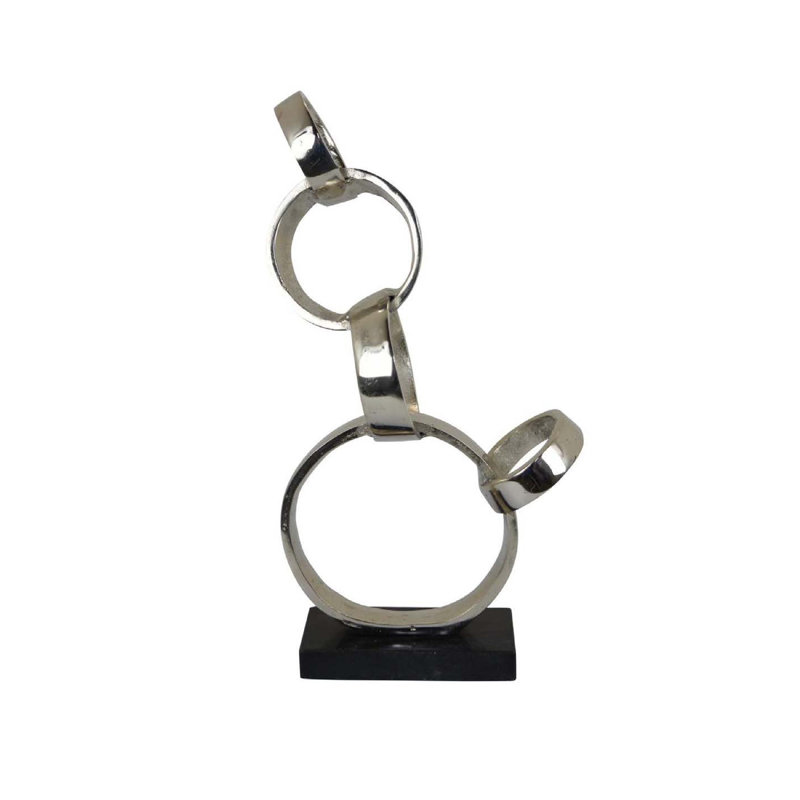 Sculpture Lo Abstract, chaîne solide, métal, Argent argent