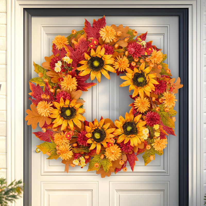 24" Artificial Handcrafted Sunflower, Daisy & Pumpkin Fall Joleen