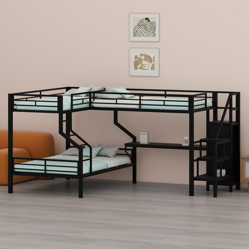 Station de sommeil multifonctionnelle en L avec garde-robe, bureau dédié et connectivité USB