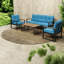 Tables de patio durables, plateau d'aspect bois d'acier, table basse d'extérieur moderne