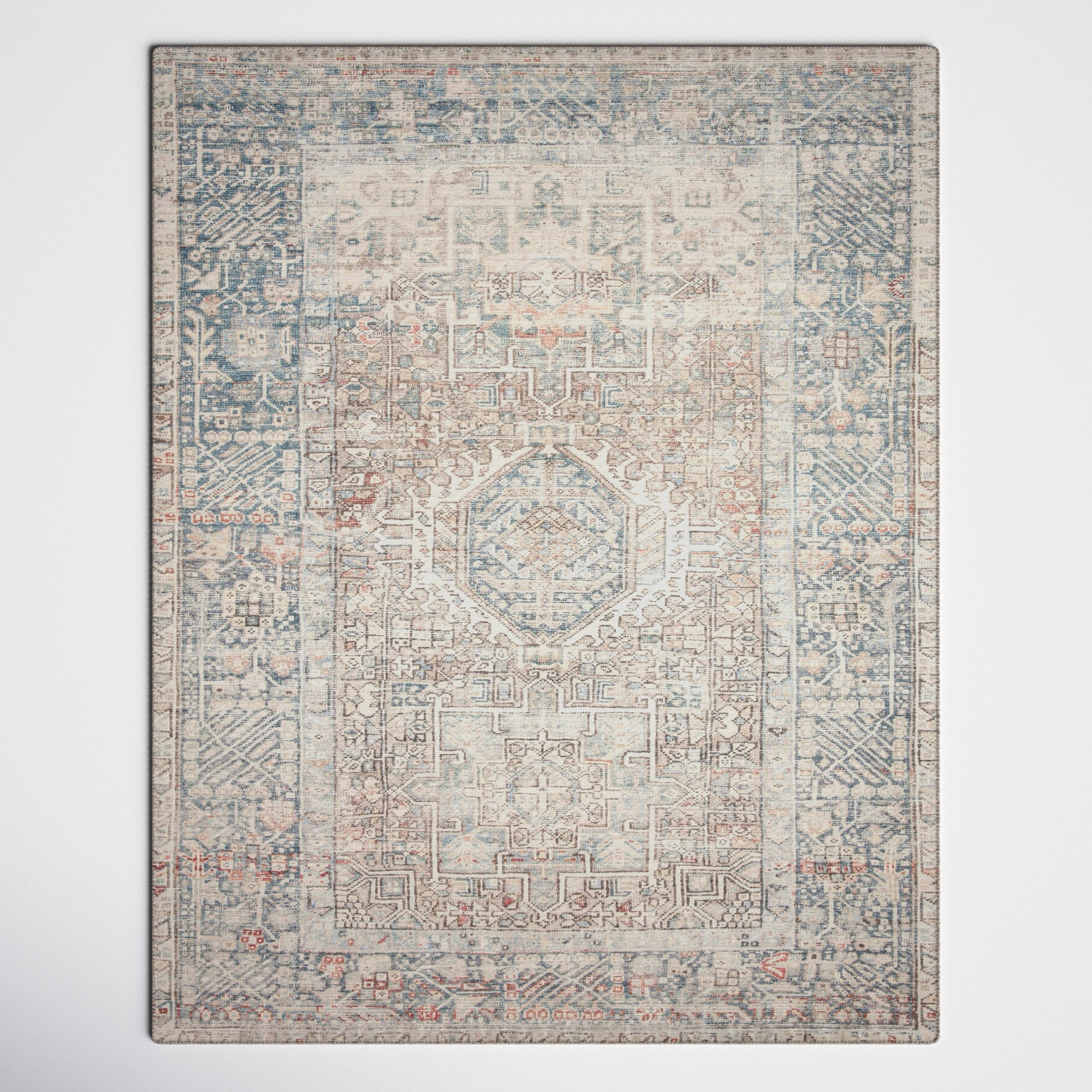 Chris Loves Julia x Loloi Jules Oriental Natural/Ocean Area Rug, Rectangle 3'6" x 5'6"