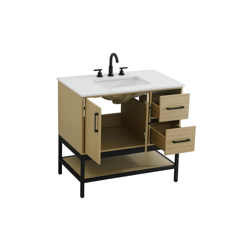 Meuble-lavabo simple 36 po, Brun miel