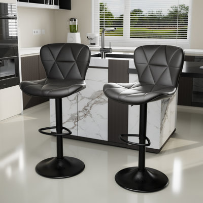 Adjustable Swivel Counter Height Bar Stools, Waterproof Faux Leather Stools with Metel Footrest,Set of 2