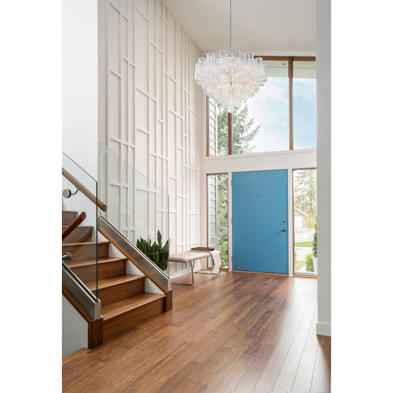 Dimmable Tiered Chandelier, 21.5" H x 26.75" W x 26.75" D, Clear, Polished Chrome