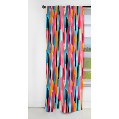 Vibrant Serenity - Motif de lignes bleues et roses II - Rideau rayé occultant - 1 panneaux