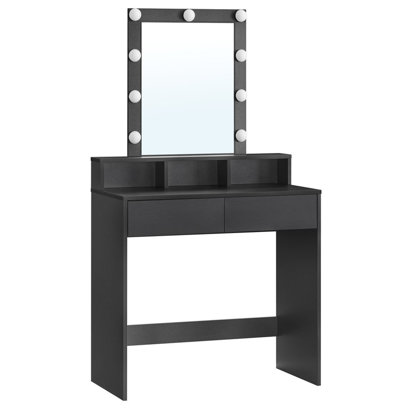 Navarro Dressing Table with Mirror, Black