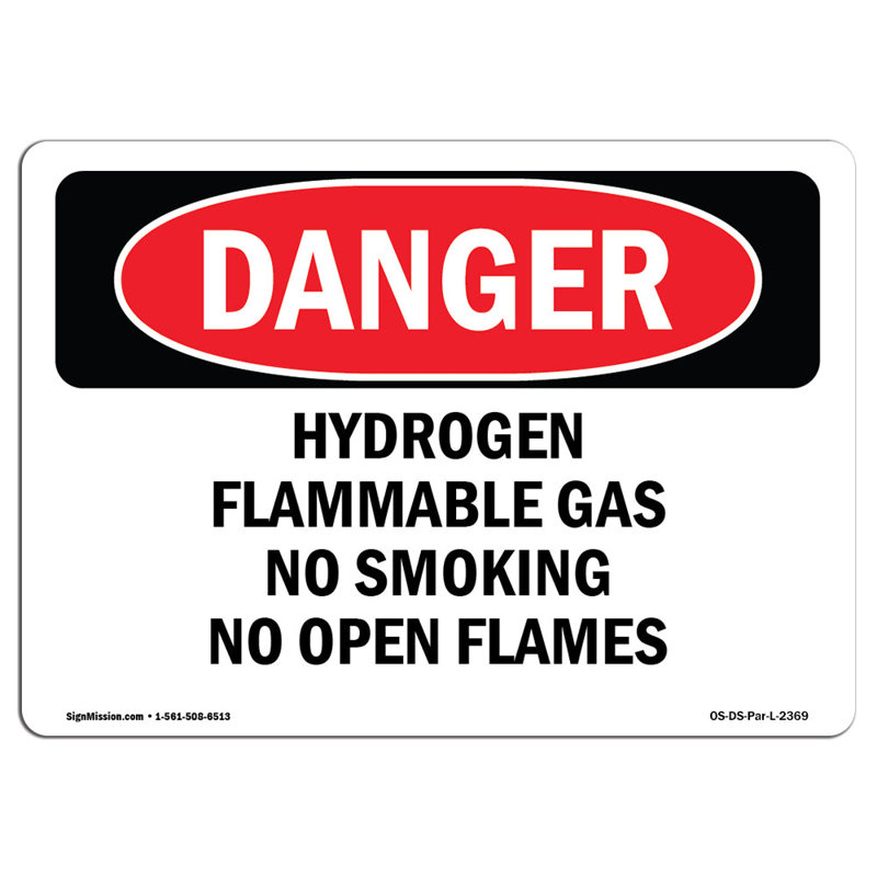 Signe «OSHA Danger Hydrogene Gaz Inflammable», 12" H x 18" W x 0.1" D