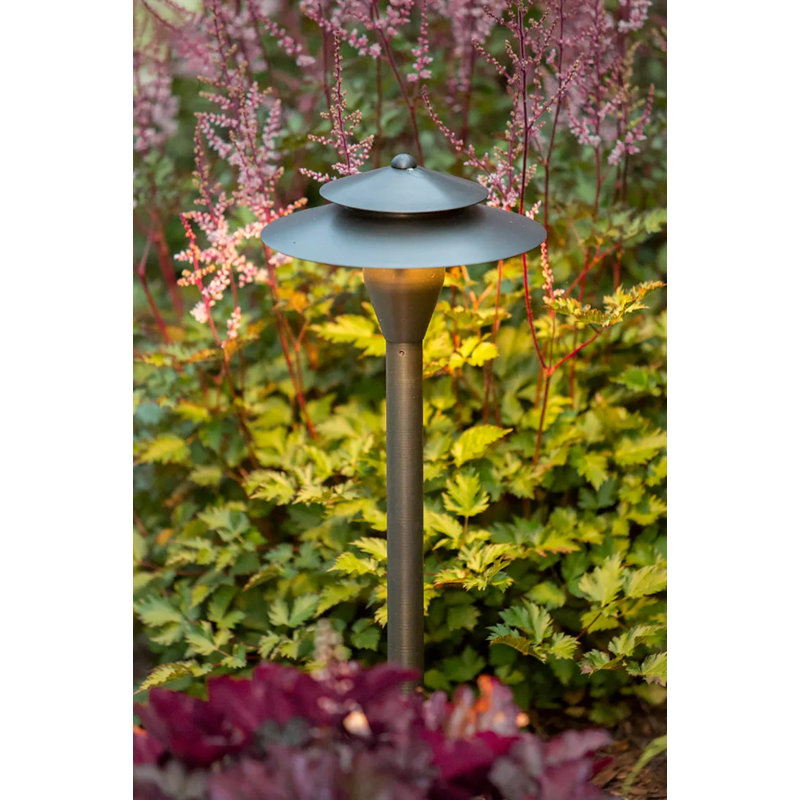 Low Voltage Brass LED Pathway Light with Warm White Bulb
