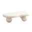 Table basse de 40 pouces en forme de nuage blanc crème pour le salon, élégante avec forme irrégulière, livres de bureau spacieux, construction à 3 pieds, conception pour animaux de compagnie, assemblage rapide avec un plateau magnifique