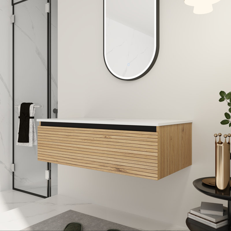 Base de meuble-lavabo mural 36 po avec tiroir à fermeture en douceur Xavier (lavabo non inclus)