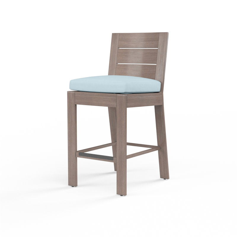 Laguna Aluminum Outdoor Stool with Cushion, Canvas Skyline Sunbrella®, Bar Stool (29" Seat Height)