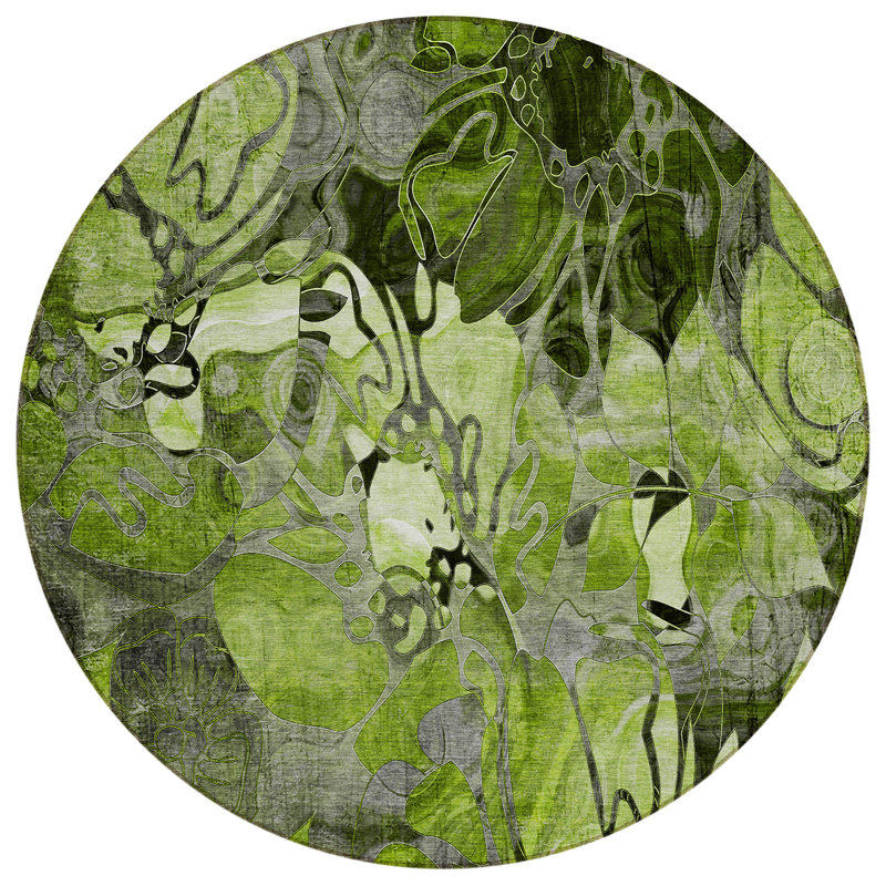 8' Round Gray And Ivory Round Floral Indoor Outdoor Area Rug 8' Round Gray And Ivory Round Floral Indoor Outdoor Area Rug