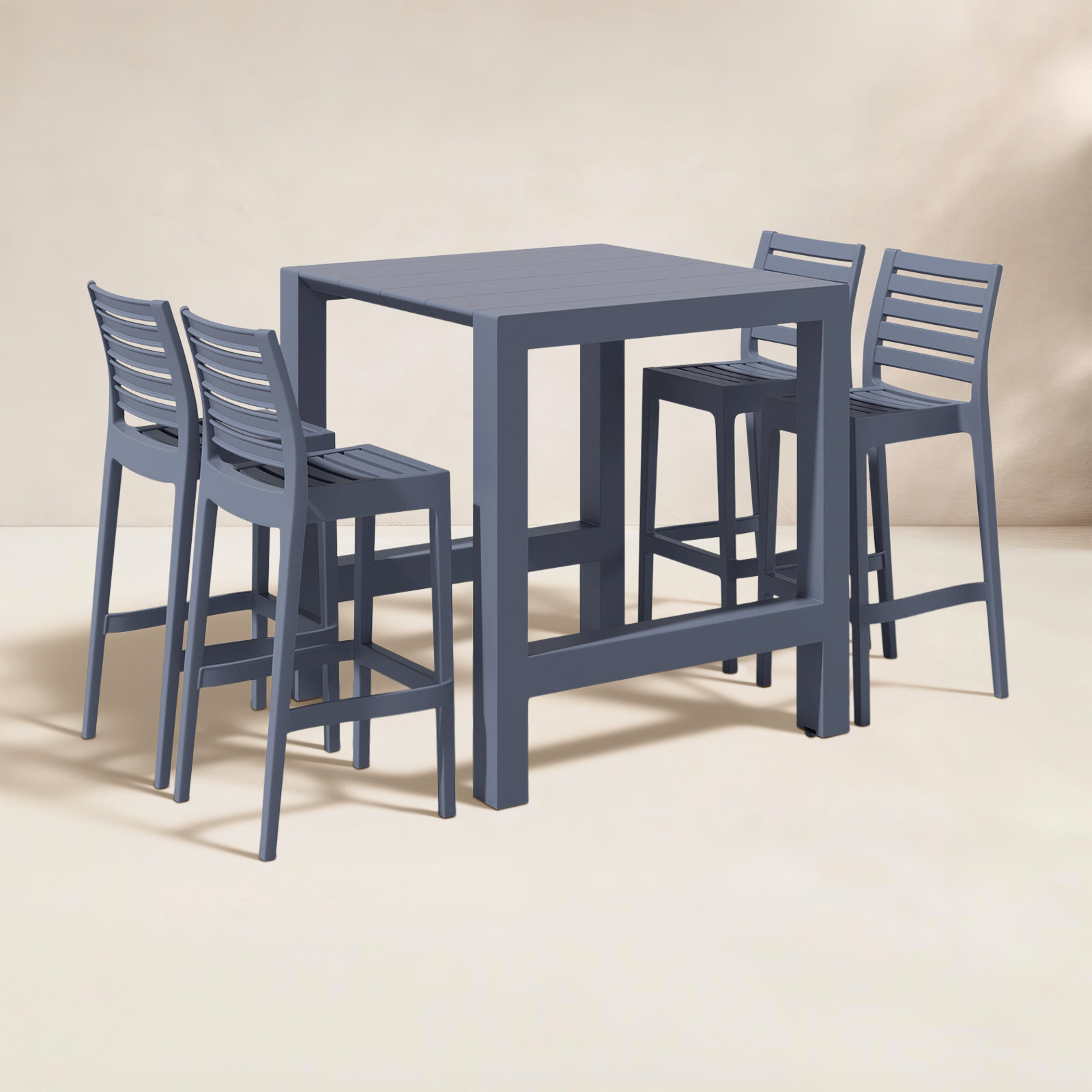 Farrah 39" Patio Dining Set, Dark Gray