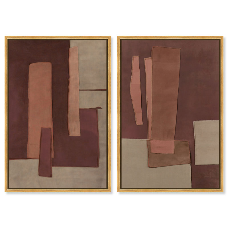 Ensemble de décoration murale bohème Raw Edge Duo par Art Remedy, cadre doré, 20 x 30, 31"H x 21"W, Gold Frame
