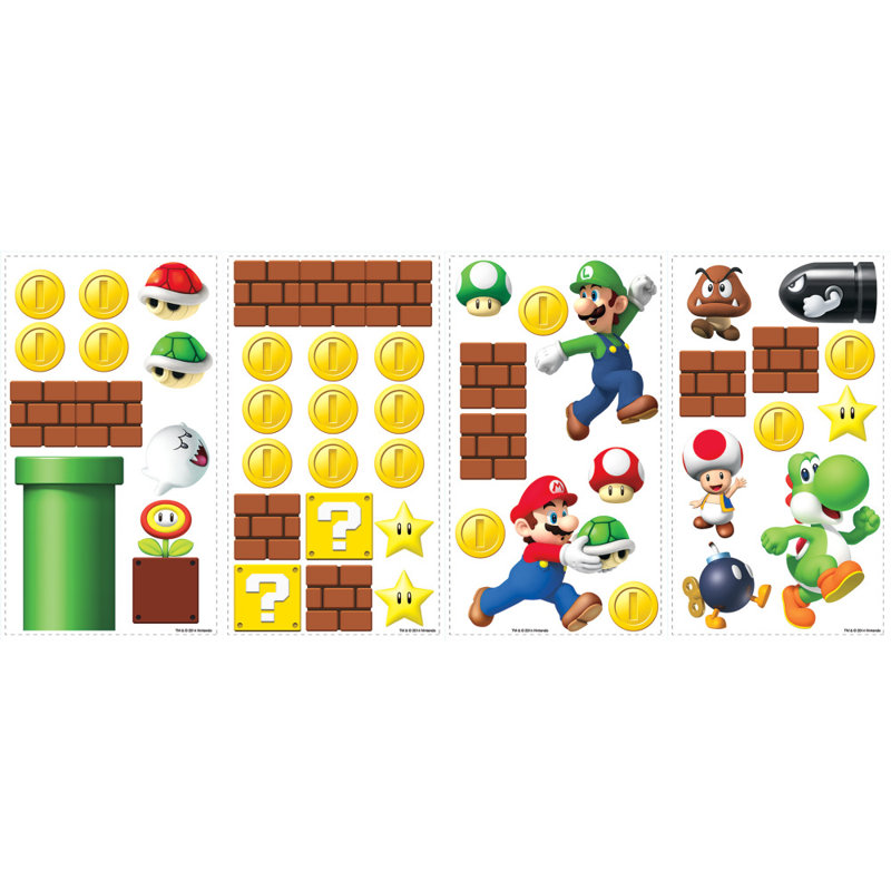Décalcomanie murale super mario 45 pièces Nintendo
