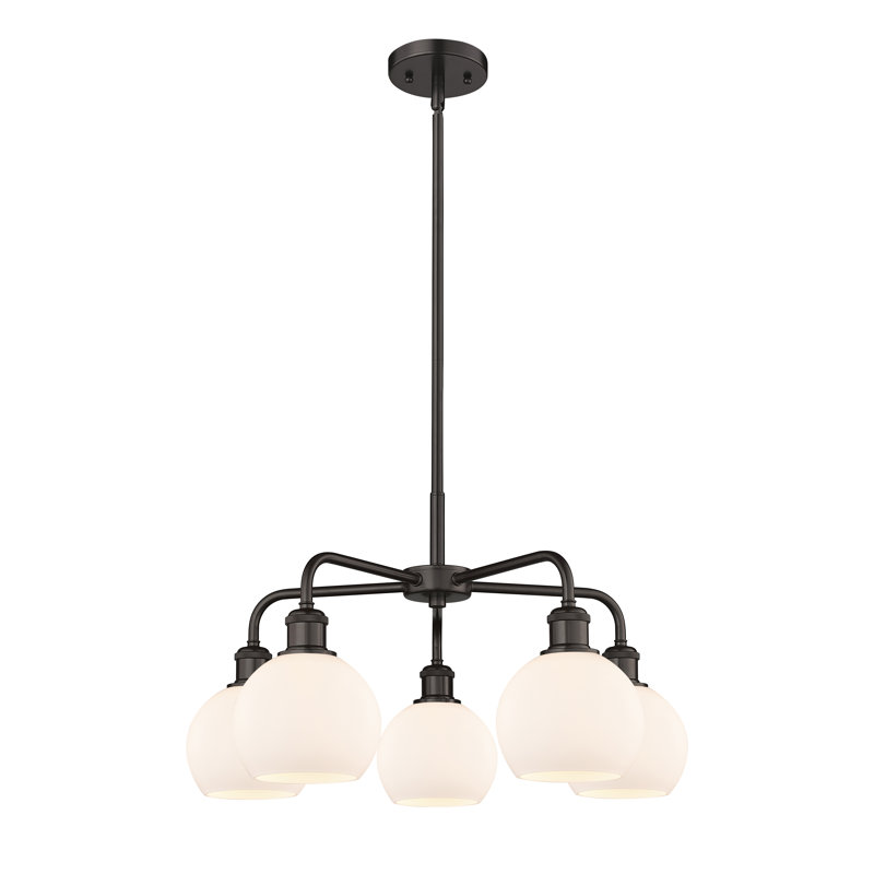 Lustre sphérique à 5 lumières Ellington, H 14,13 po x l 24 po x P 24 po, Blanc mat, Bronze huilé