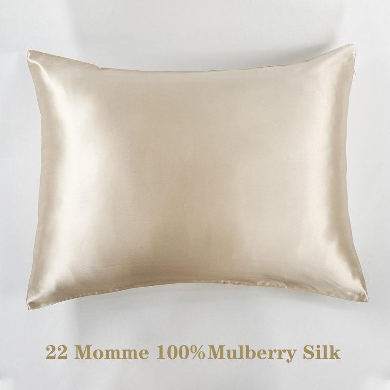 100% Mulberry Silk Pillowcase, Queen Pillowcase, Champagne