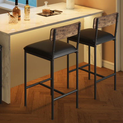 Kitchen Bar Stools With Footrest, Upholstered Bar Chairs With Back
